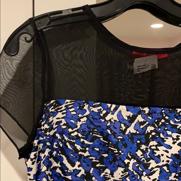 Red Saks Fifth Avenue Black/Blue Patterned Dress S - Picture 3 of 8